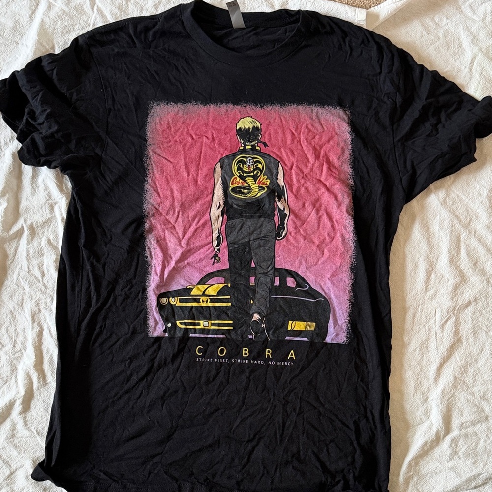 Next Level Apparel Black Tee with Cobra Kai. Size medium.